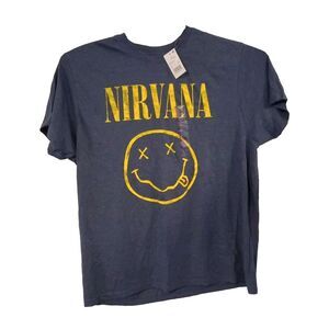 Nirvana Smiley Face Men's Denim Heather T-shirt 2XL